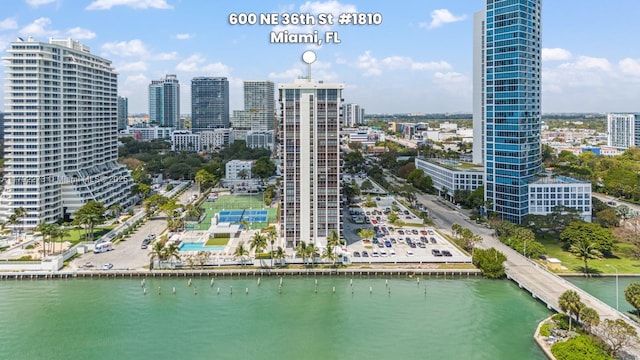 600 NE 36th St Unit 1810, Miami, FL 33137 - aerial view featuring a water view and a city view