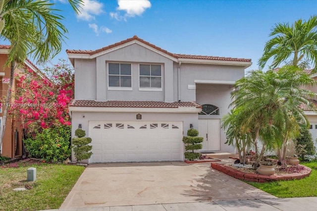 1820 Vista Way, Margate, FL 33063 - mediterranean / spanish-style home featuring a tiled roof, stucco siding, driveway, and a garage