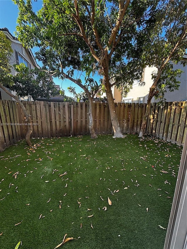view of yard featuring a fenced backyard