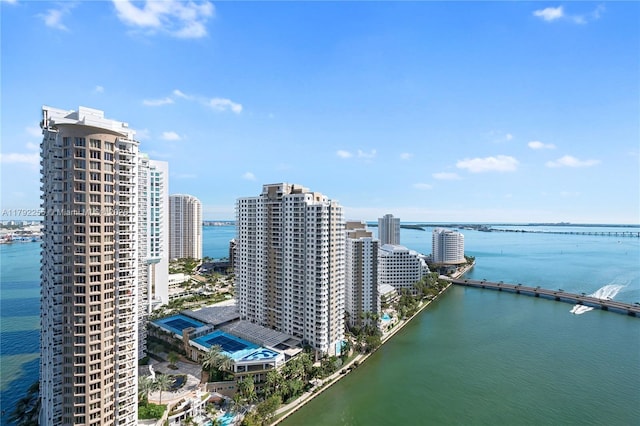 495 Brickell Ave Unit 2801, Miami, FL 33131 - birds eye view of property featuring a water view and a city view