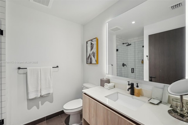 398 NE 5th St Unit 1805, Miami, FL 33132 - full bathroom featuring vanity, a shower stall, toilet, and visible vents