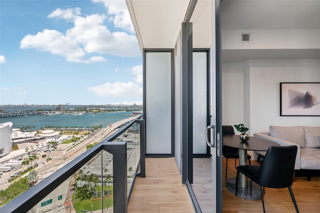 398 NE 5th St Unit 1805, Miami, FL 33132 - balcony with a water view and visible vents