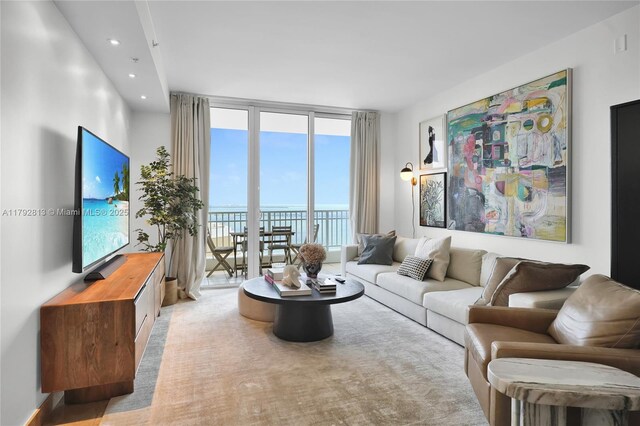 801 Brickell Key Blvd Unit 3105, Miami, FL 33131 - living area featuring recessed lighting and expansive windows