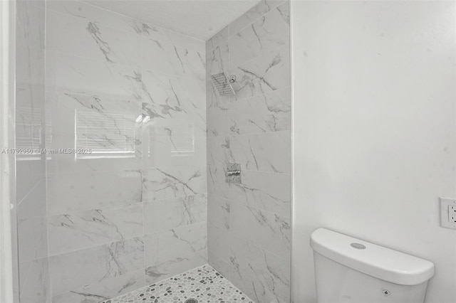 bathroom featuring toilet and a shower stall