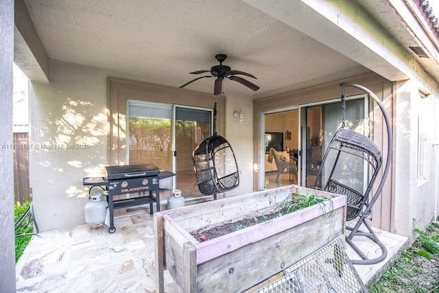 1558 Sunset Way, Weston, FL 33327 - view of patio with a ceiling fan and area for grilling