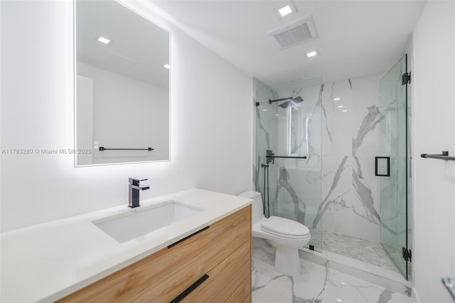 10275 Collins Ave Unit 731, Bal Harbour, FL 33154 - full bathroom with marble look tiles, vanity, toilet, and a marble finish shower