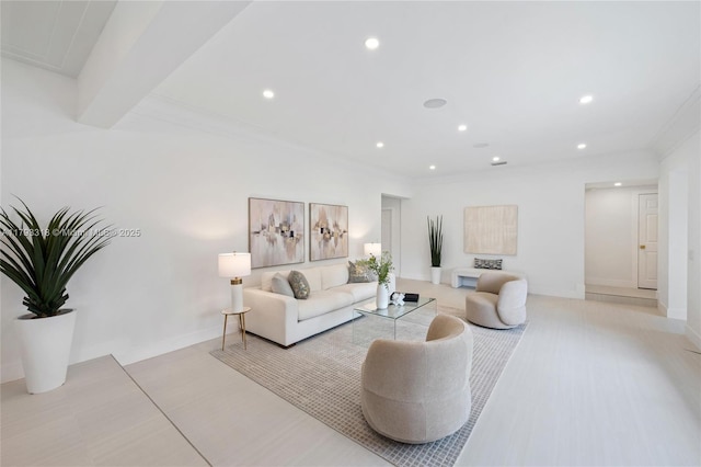 1375 SW 17th Ter, Miami, FL 33145 - living room featuring recessed lighting, ornamental molding, and baseboards