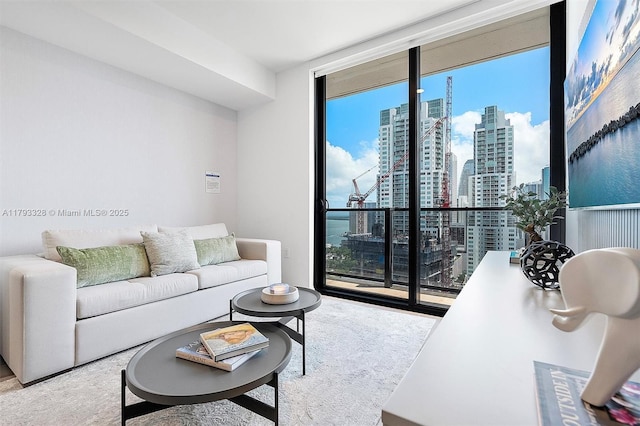 398 NE 5th St Unit 2517, Miami, FL 33132 - living area with a city view and floor to ceiling windows
