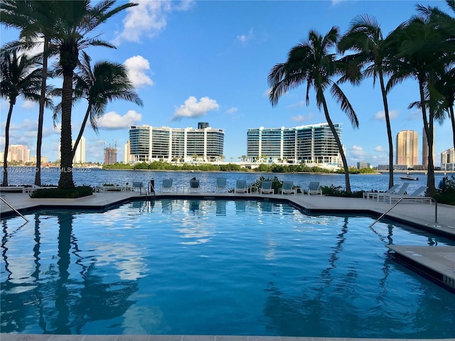 pool featuring a view of city
