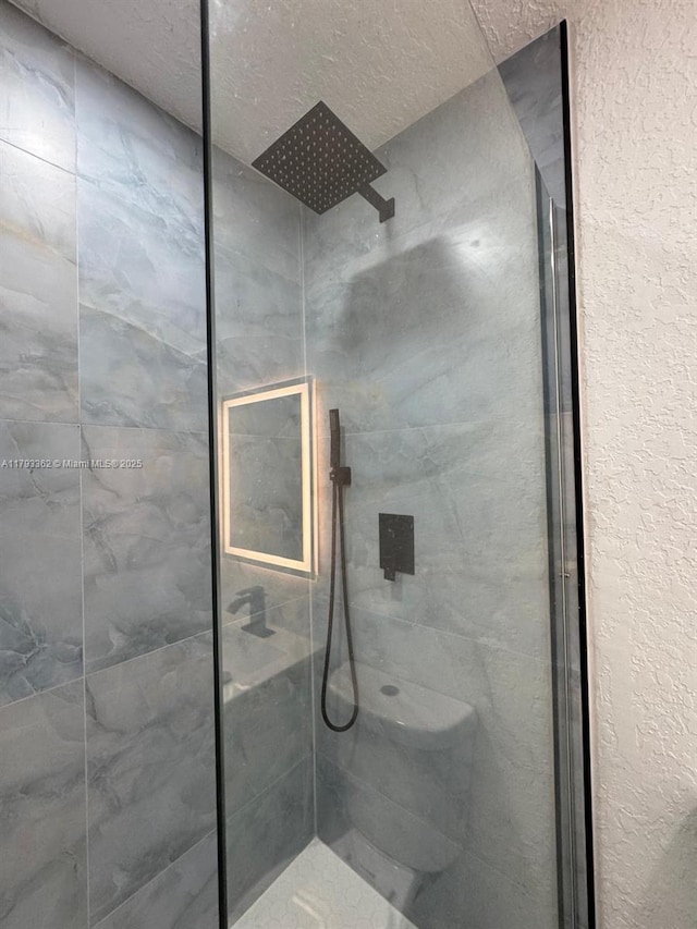 bathroom featuring a shower stall