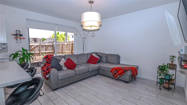 living room featuring light wood-style floors