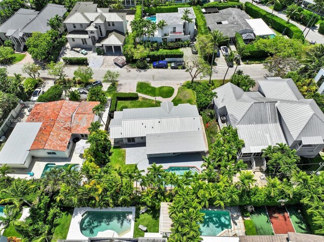 255 Ridgewood Rd, Key Biscayne, FL 33149 - aerial perspective of suburban area featuring a pool
