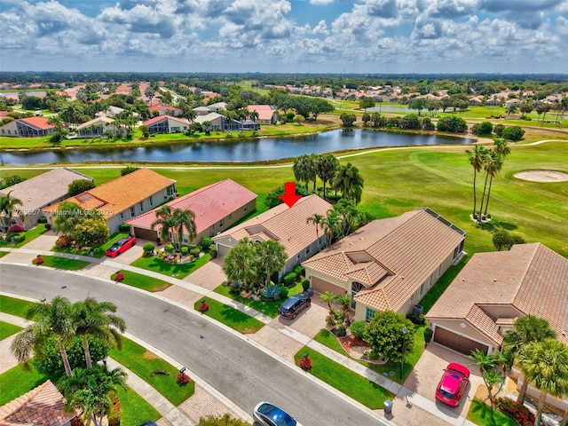 7141 Haviland Cir, Boynton Beach, FL 33437 - drone / aerial view with a water view, view of golf course, and a residential view