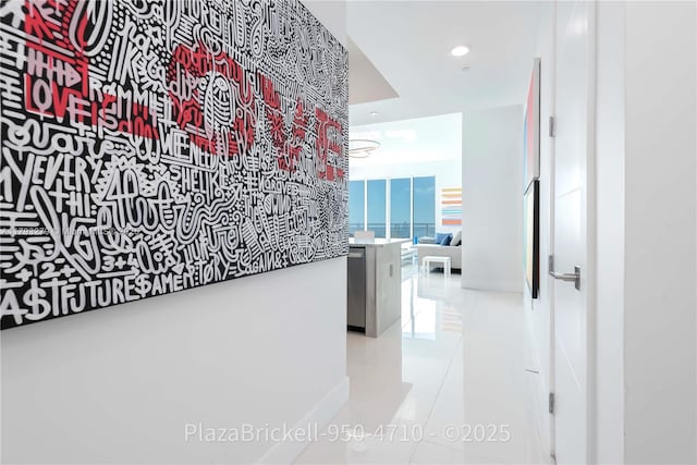 950 Brickell Bay Dr Unit 4710, Miami, FL 33131 - corridor featuring recessed lighting and tile patterned flooring