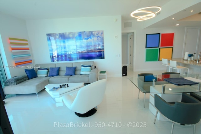 950 Brickell Bay Dr Unit 4710, Miami, FL 33131 - living room with an inviting chandelier, recessed lighting, and visible vents