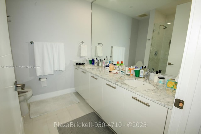 950 Brickell Bay Dr Unit 4710, Miami, FL 33131 - full bathroom with toilet, visible vents, a shower stall, and a sink