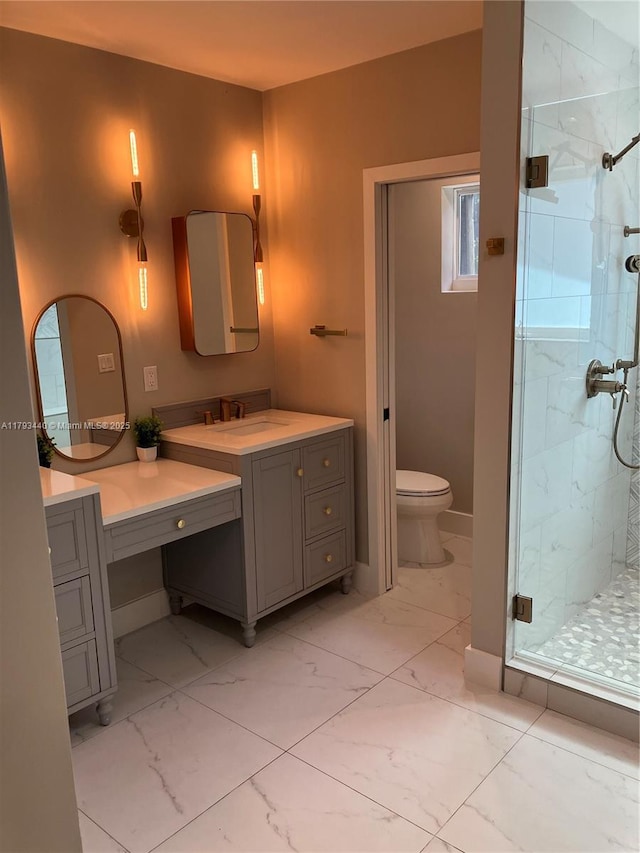 14520 SW 79th Ct, Palmetto Bay, FL 33158 - full bathroom featuring marble look tiles, a marble finish shower, and vanity