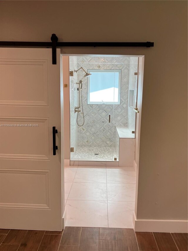 14520 SW 79th Ct, Palmetto Bay, FL 33158 - bathroom featuring a stall shower and wood finished floors