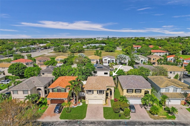 drone / aerial view with a residential view