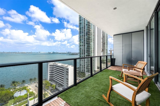 balcony with a water view