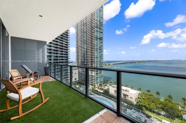 balcony with a water view