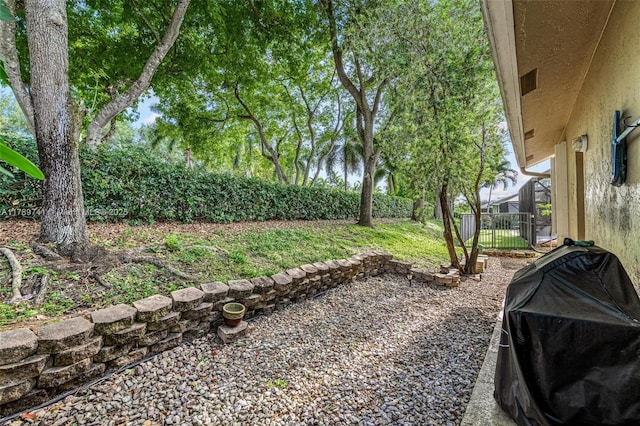 view of yard with a patio and a fenced backyard