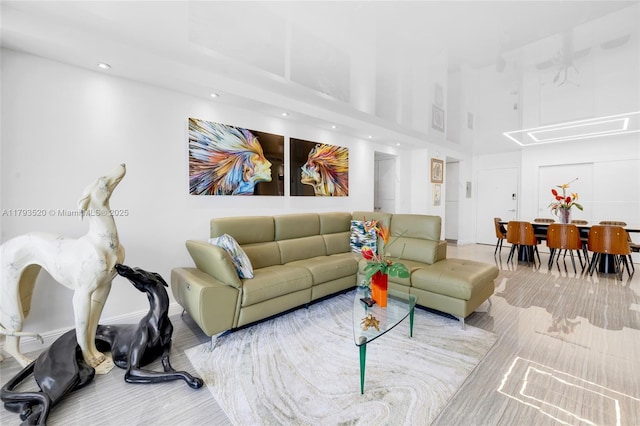 2030 S Ocean Dr Unit 2005, Hallandale Beach, FL 33009 - living area with recessed lighting, attic access, and a towering ceiling