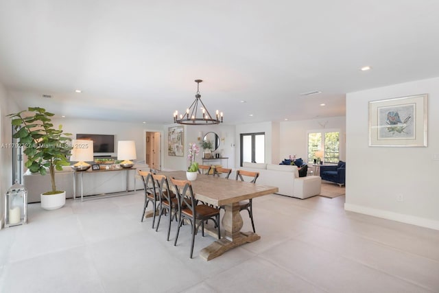 14405 SW 84th Ct, Palmetto Bay, FL 33158 - dining area featuring recessed lighting and a notable chandelier