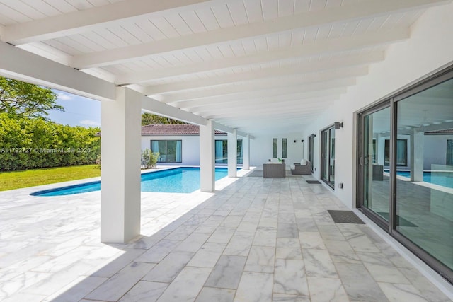 14405 SW 84th Ct, Palmetto Bay, FL 33158 - pool with a patio and an outdoor hangout area