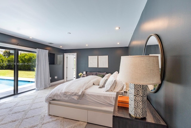 14405 SW 84th Ct, Palmetto Bay, FL 33158 - carpeted bedroom featuring access to outside, recessed lighting, and visible vents