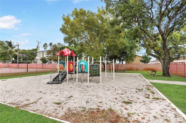 community play area featuring fence
