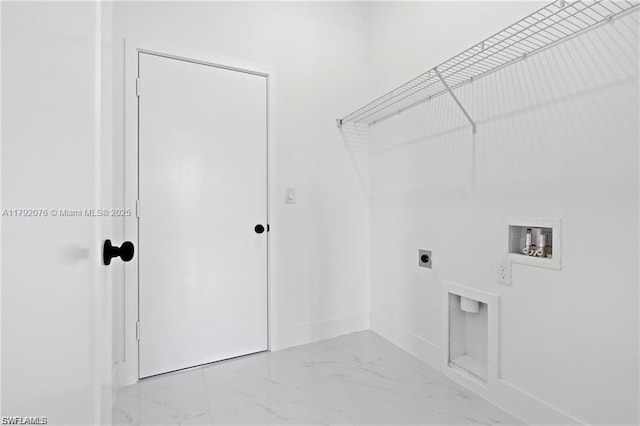3203 Sunshine Blvd N, Lehigh Acres, FL 33971 - washroom with washer hookup, laundry area, electric dryer hookup, baseboards, and marble finish floor