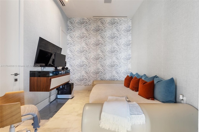 17141 Collins Ave Unit 3002, Sunny Isles Beach, FL 33160 - bedroom with wallpapered walls and marble finish floor