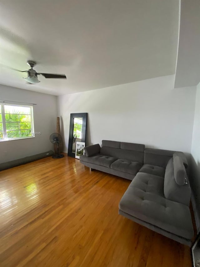 1525 Pennsylvania Ave Unit 5, Miami Beach, FL 33139 - living room with ceiling fan and wood finished floors