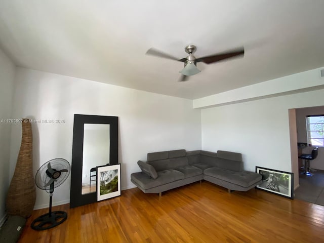1525 Pennsylvania Ave Unit 5, Miami Beach, FL 33139 - living area featuring a ceiling fan and wood finished floors