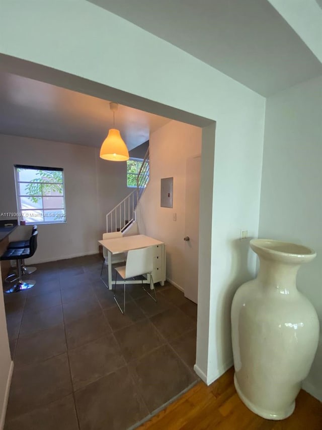 1525 Pennsylvania Ave Unit 5, Miami Beach, FL 33139 - interior space featuring tile patterned floors, baseboards, electric panel, and stairs