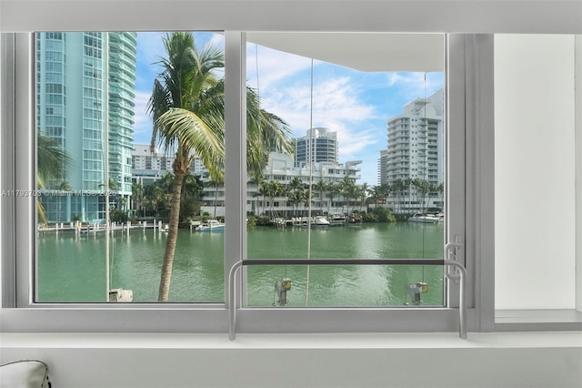property view of water featuring a view of city