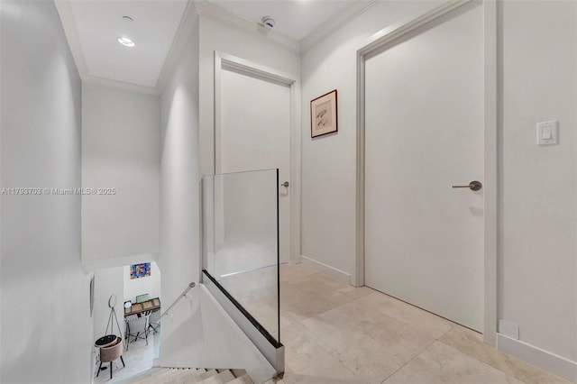 bathroom with crown molding