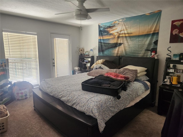 bedroom with carpet flooring and a ceiling fan