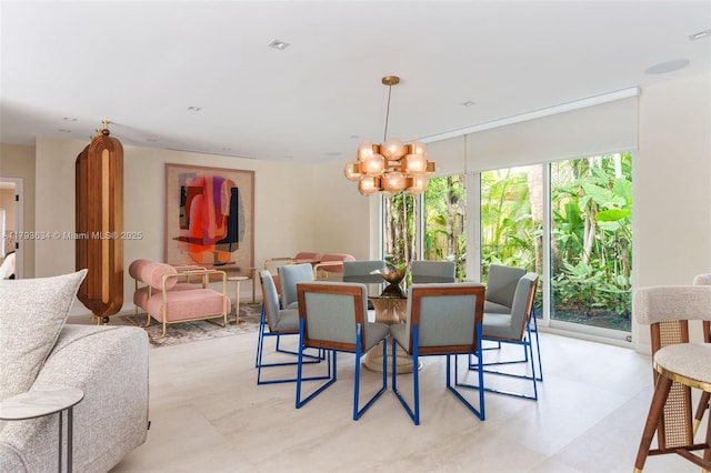 dining area featuring a chandelier
