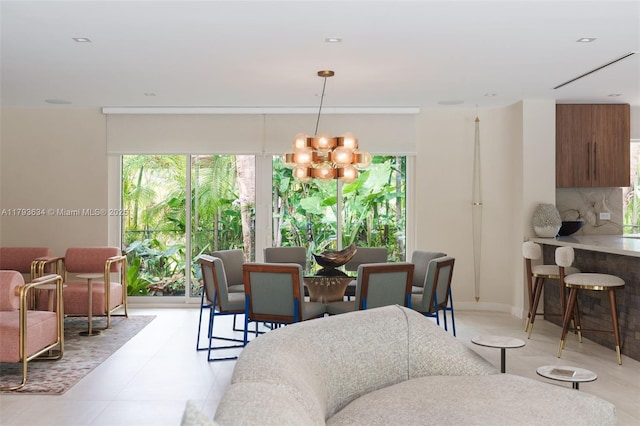 dining area with a chandelier