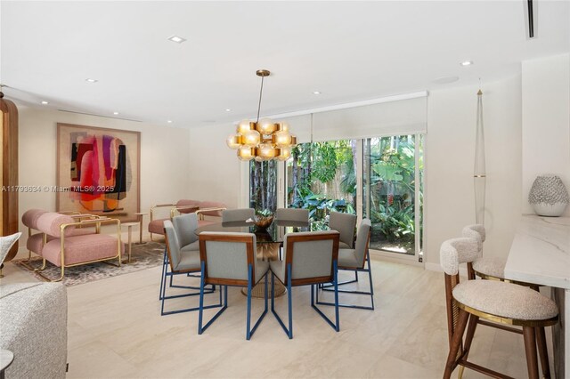 1075 NE 99th St, Miami Shores, FL 33138 - dining space featuring recessed lighting and a chandelier