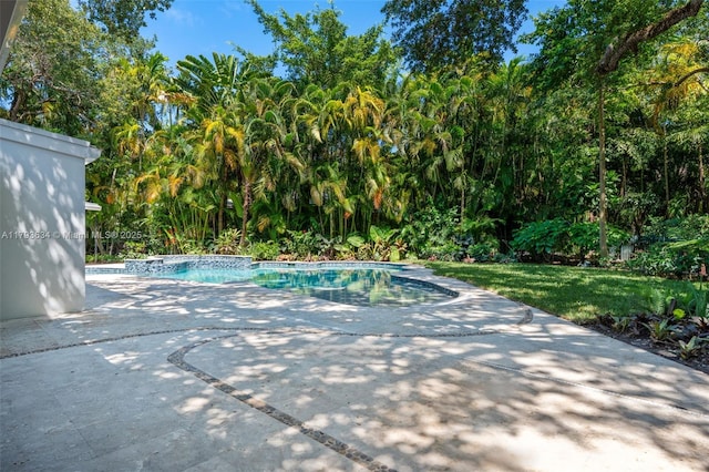 outdoor pool featuring a patio area