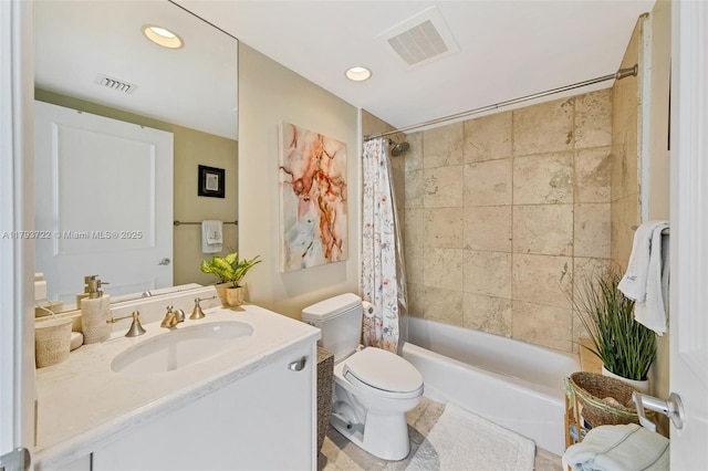 333 Las Olas Way Unit 2401, Fort Lauderdale, FL 33301 - full bath with visible vents, shower / bathtub combination with curtain, toilet, and vanity