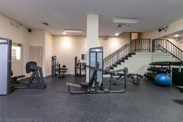 gym with visible vents
