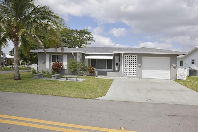 4701 NW 43rd Ave, Tamarac, FL 33319 - single story home with an attached garage, central AC unit, stucco siding, and a front yard