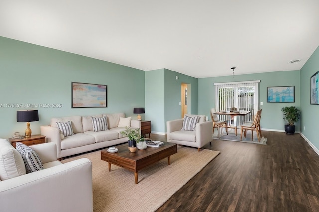 22483 Labrador St, Boca Raton, FL 33428 - living room with dark wood-style flooring and baseboards