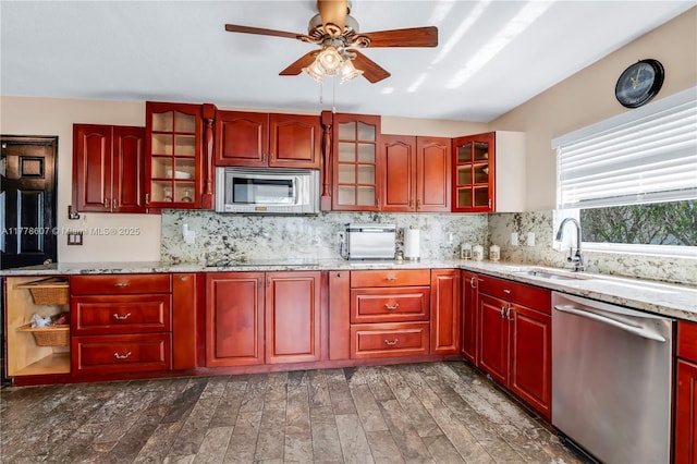 22483 Labrador St, Boca Raton, FL 33428 - kitchen featuring stainless steel appliances, dark brown cabinets, and ceiling fan