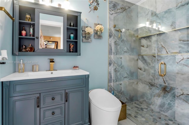 22483 Labrador St, Boca Raton, FL 33428 - bathroom featuring a marble finish shower and vanity