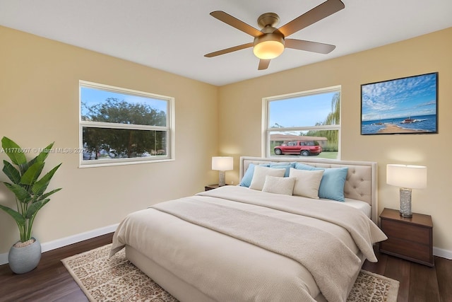 22483 Labrador St, Boca Raton, FL 33428 - bedroom with multiple windows, dark wood-type flooring, and a ceiling fan